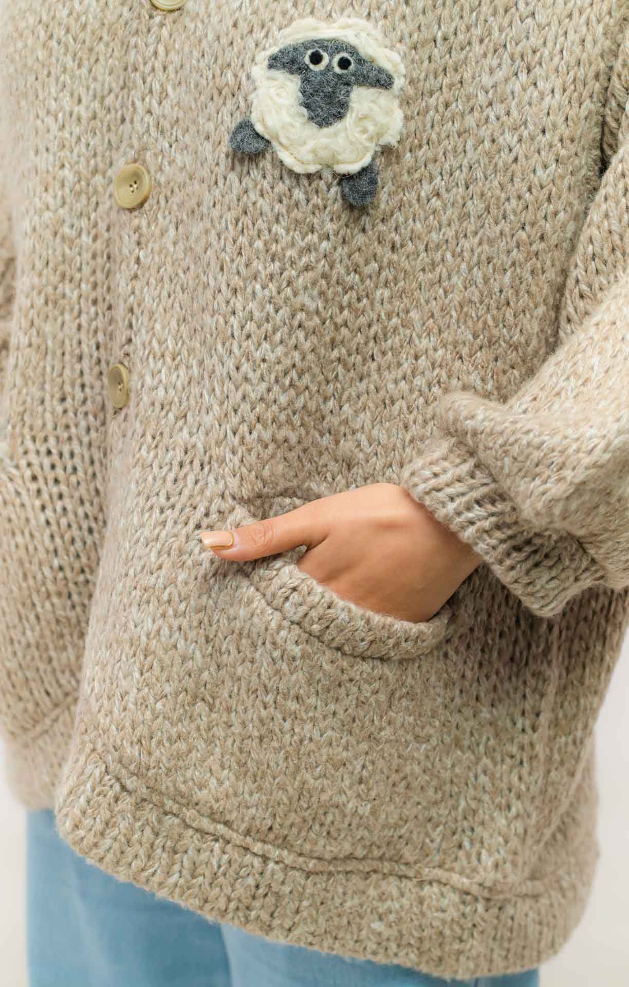 Ewe Knitted Warm Latte Cardigan